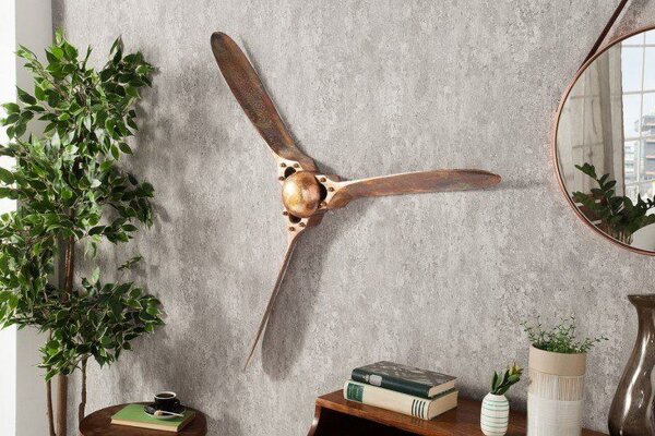 Deko Propeller Wand Metall in Kupfer 97 cm in Silber
