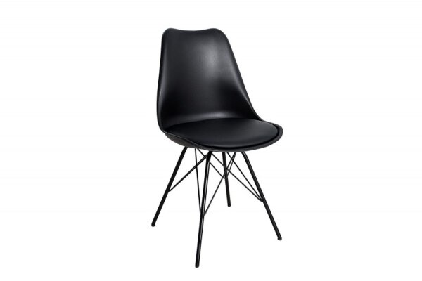 Esszimmerstuhl Kunstleder Metall 50 cm in Schwarz