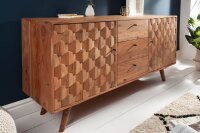 Sideboard Akazie 145 x 75cm 3D-Fronten Retro Schubladen...