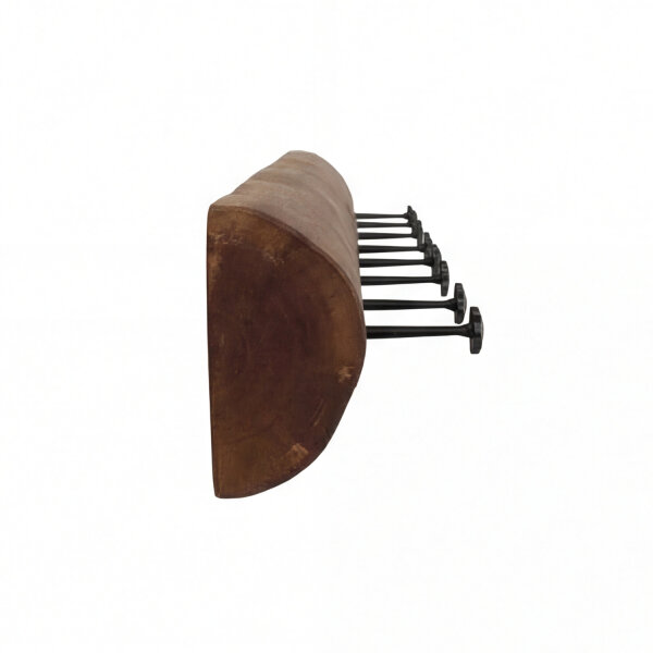 Wandgarderobe Holz Metall Handarbeit 49,5 cm in Braun Schwarz