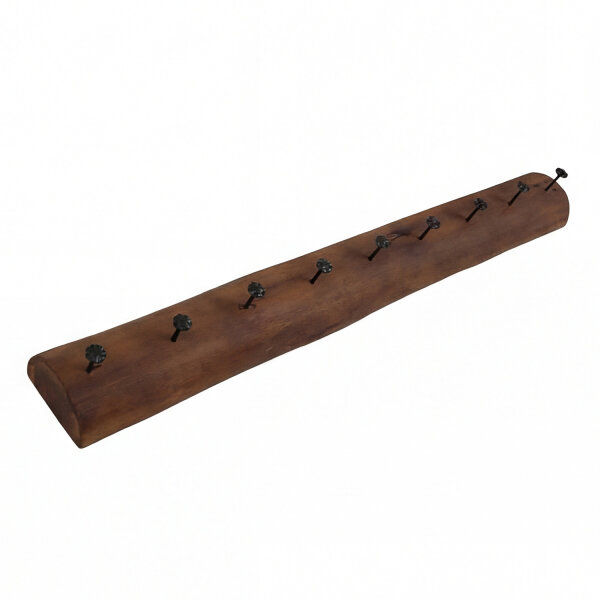 Wandgarderobe Holz Metall Handarbeit 49,5 cm in Braun Schwarz
