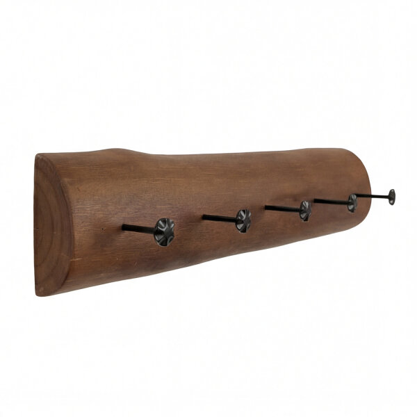 Wandgarderobe Holz Metall Handarbeit 100 cm in Braun Schwarz