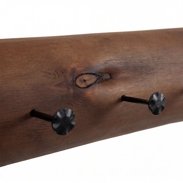 Wandgarderobe Holz Metall Handarbeit 100 cm in Braun Schwarz