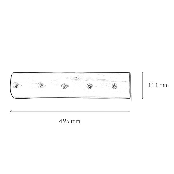 Wandgarderobe Holz Metall Handarbeit 100 cm in Braun Schwarz