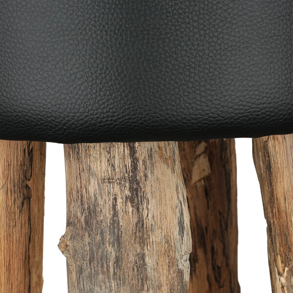 Hocker Holz Handarbeit Ø 30 cm in Natur Holz Schwarz
