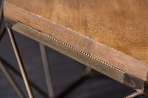 Couchtisch Mango Holz Metall in Natur Messing 70x70 cm