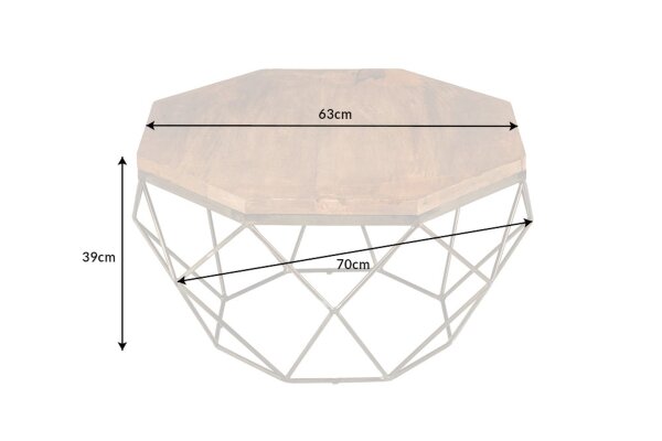 Couchtisch Mango Holz Metall in Natur Messing 70x70 cm