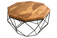 Couchtisch Mango Holz Metall in Natur Messing 70x70 cm