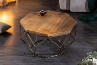 Couchtisch Mango Holz Metall in Natur Messing 70x70 cm