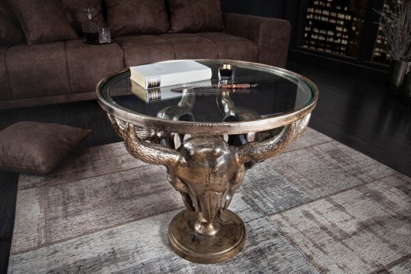 Couchtisch Glas Aluminium in Bronze 56 x 56 cm