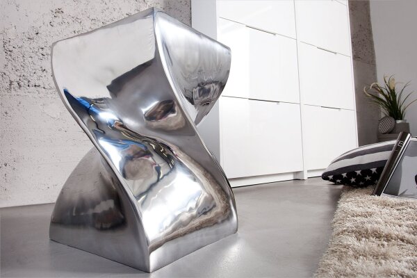 Beistelltisch Metall in Silber 30x30 cm Handarbeit