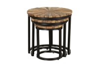 3er Set Beistelltische Holz Stahl Ø 28/38/46cm rund