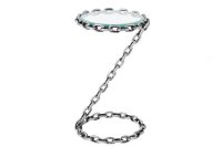 Beistelltisch Hartglas Eisen in Silber 33x33 cm Handarbeit