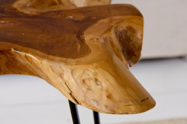 Couchtisch Teakholz Metall Natur Schwarz 60x58 cm Handarbeit