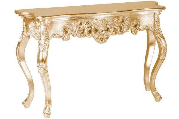 Konsolentisch Holz Polyurethan in Gold 110cm Handarbeit
