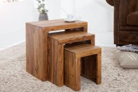 Beistelltisch 3er Set Sheesham Holz in Natur eckig