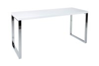 Schreibtisch in Weiß Hochglanz Chrom 140 x 75 cm