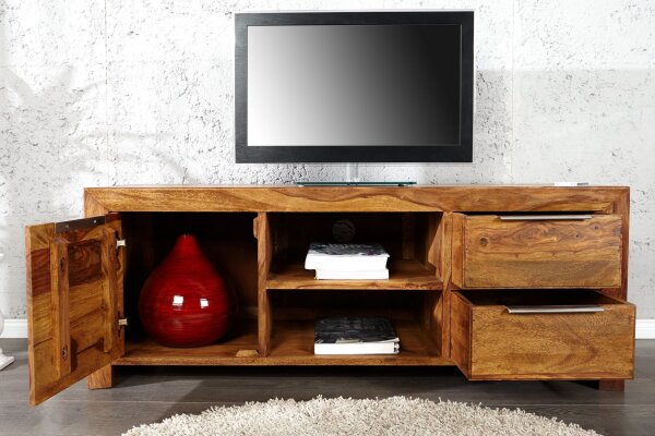 TV Lowboard Holz Sheesham 135 x 50 cm massiv Modern
