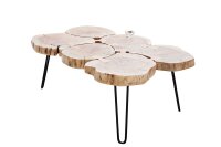 Couchtisch Akazienholz Metall 110 x 70 cm Baumscheiben