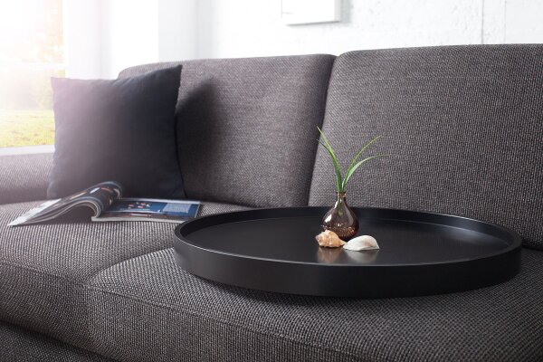 Couchtisch Holz Metall in Schwarz Kupfer 60x60 mit Tablett