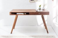 Schreibtisch Sheesham Holz in Natur 117x75 cm mit Schublade
