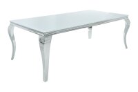 Esstisch Keramik Hartglas Metall in Weiß Silber...