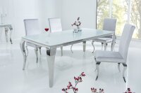 Esstisch Keramik Hartglas Metall in Weiß Silber...