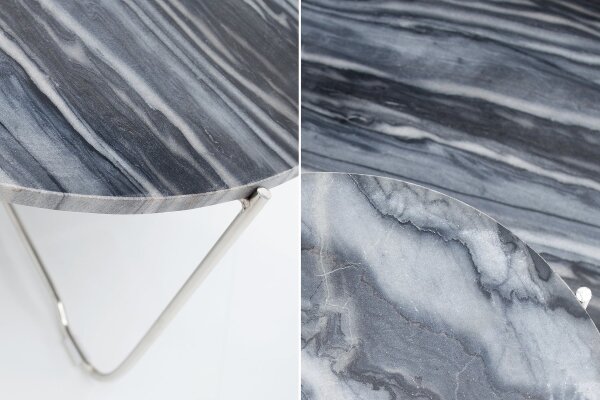 Couchtisch Marmor Metall in Grau Silber 62 x 62 cm