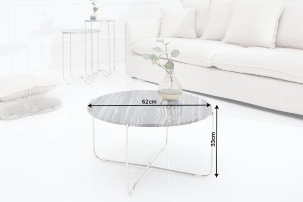 Couchtisch Marmor Metall in Grau Silber 62 x 62 cm