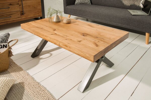Couchtisch Holz (Wildeiche) Metall 110 x 60 cm