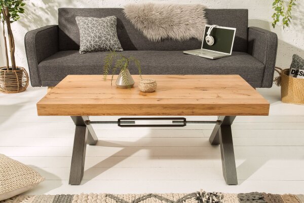Couchtisch Holz (Wildeiche) Metall 110 x 60 cm