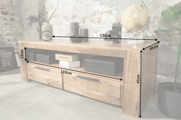 TV Lowboard 130 cm breit Massivholz Handarbeit Modern