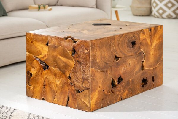 Couchtisch Teakholz in Natur 90 x 60 cm Handarbeit