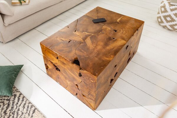 Couchtisch Teakholz in Natur 90 x 60 cm Handarbeit