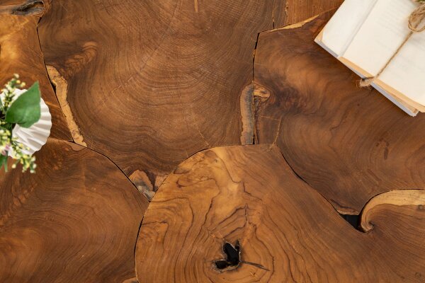 Couchtisch Teakholz in Natur 90 x 60 cm Handarbeit
