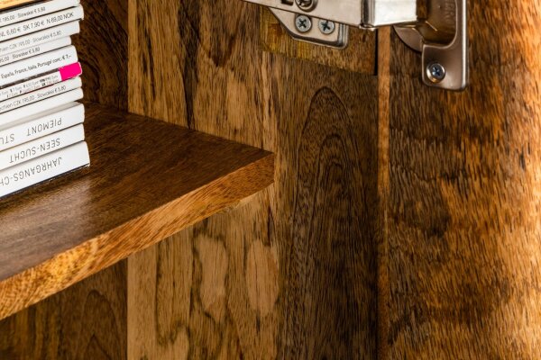 Sideboard Holz Metall Schwarz Gold 177 x 76 cm Handarbeit groß