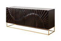 Sideboard Holz Metall Schwarz Gold 177 x 76 cm Handarbeit...
