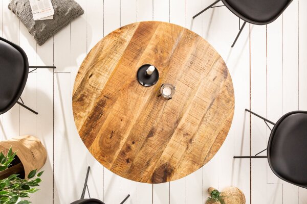 Esstisch Mango Holz Metall 80 x 80 cm rund