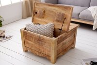 Couchtisch mit Schublade Mango Holz Metall in Natur 70x70 cm