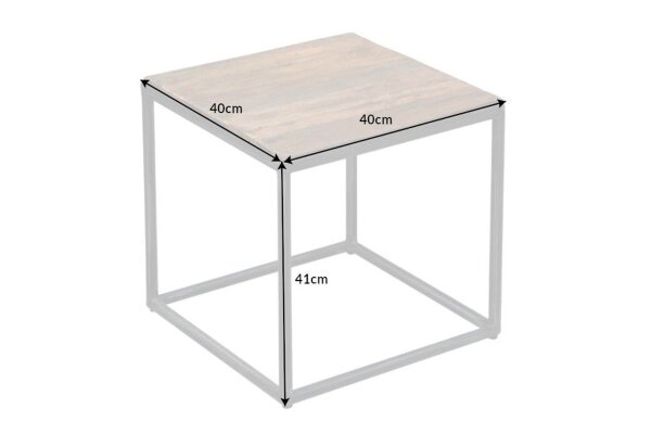 Beistelltisch Recyceltes Holz Metall 40x40 cm Handarbeit
