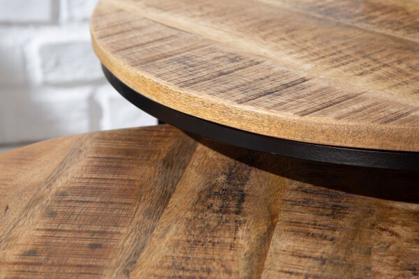 Beistelltisch 2er Set Mango Holz Metall rund