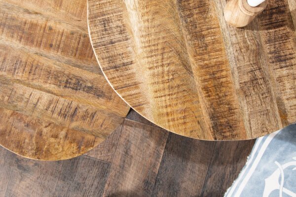 Beistelltisch 2er Set Mango Holz Metall rund