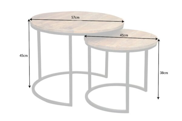 Beistelltisch 2er Set Mango Holz Metall rund