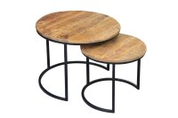 Beistelltisch 2er Set Mango Holz Metall rund