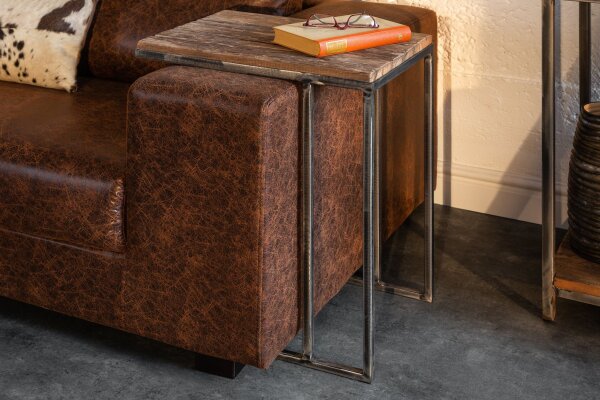 Beistelltisch 2er Set recyceltem Holz Metall Handarbeit