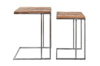 Beistelltisch 2er Set recyceltem Holz Metall Handarbeit