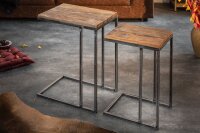 Beistelltisch 2er Set recyceltem Holz Metall Handarbeit