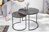 Beistelltisch 2er Set Mango Holz Metall in Grau Schwarz