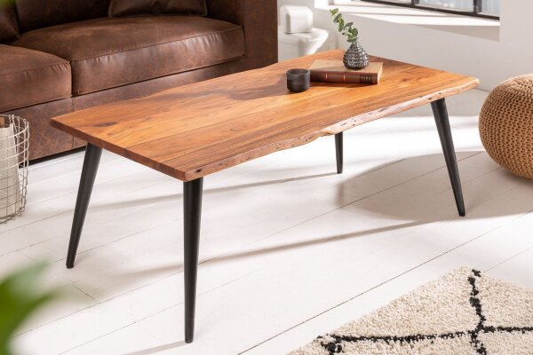 Couchtisch Akazienholz Metall 110 x 60 cm Retro