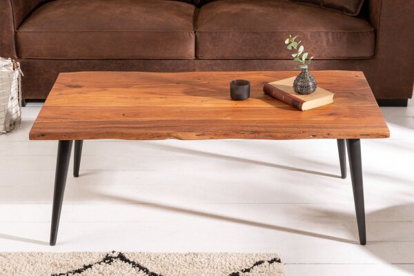 Couchtisch Akazienholz Metall 110 x 60 cm Retro